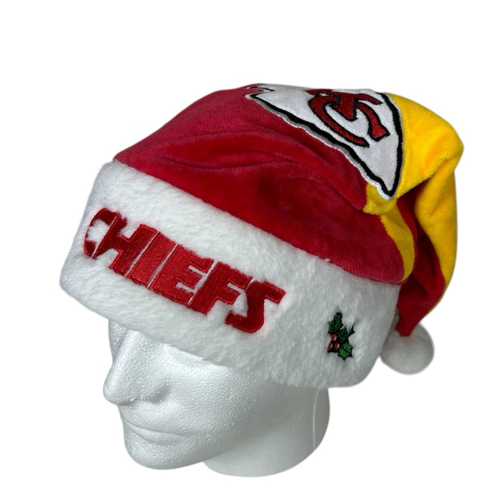 FOCO Kansas City Chiefs Colorblock Red‎ Yellow Season Spirit Holidays Santa Hat